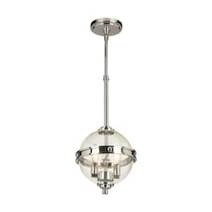 Cecilia 9.02 in. W x 5 in. H 2-Light Chrome Sphere Pendant with Clear Glass Shade