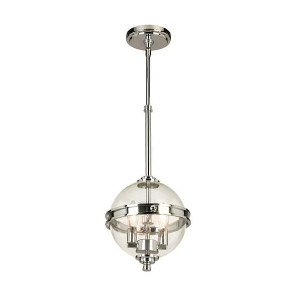 Eglo Cecilia 9.02 in. W x 5 in. H 2-Light Chrome Sphere Pendant with Clear Glass Shade