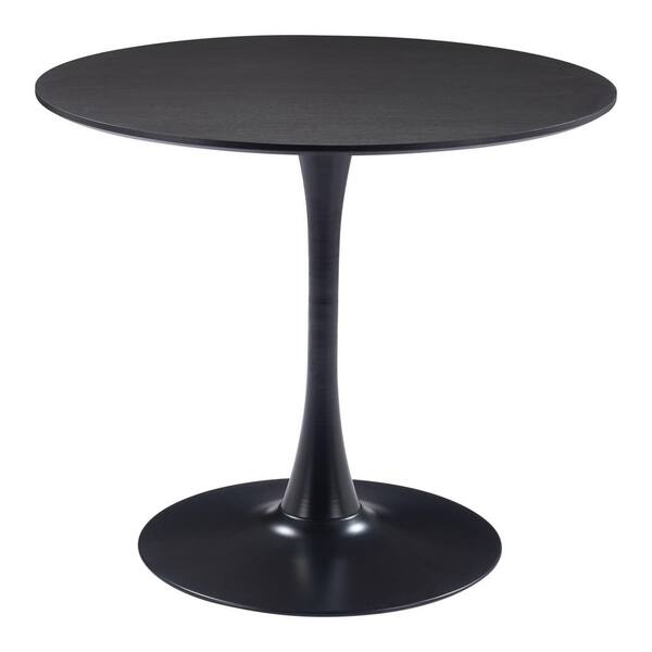ZUO Opus 35.4 in. Round Black MDF Top with Steel Frame Dining Table