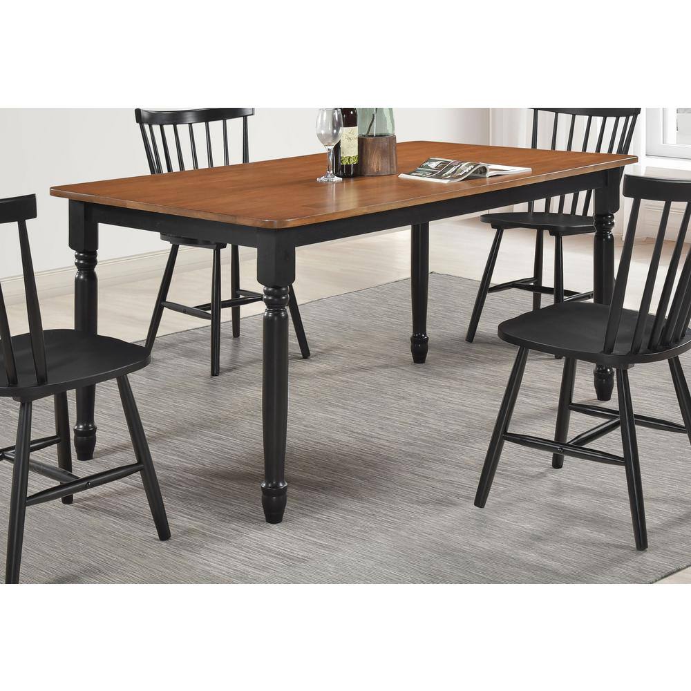 Hollyoak Farmhouse Rectangular Walnut and Black Wood Dining Table