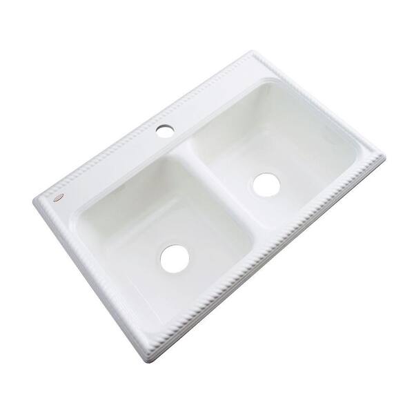 Thermocast Seabrook Drop-In Acrylic 33 in. 1-Hole Double Bowl Kitchen Sink in White