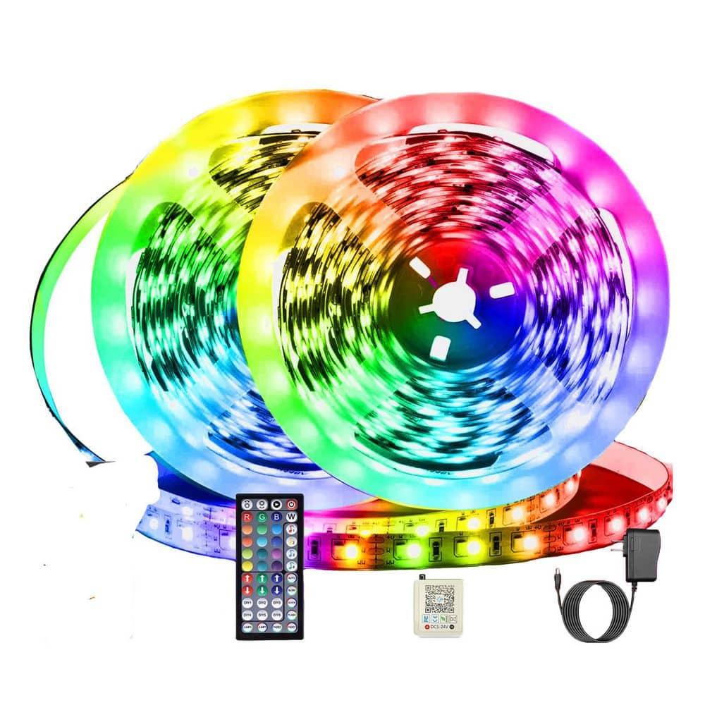 100ft. Indoor RGB App/Remote Control Plug-In Integrated LED Strip Rope light 2-Pack price history on PriceWatchPro
