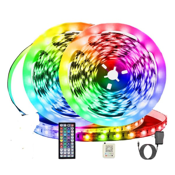 100ft. Indoor RGB App/Remote Control Plug-In Integrated LED Strip Rope light 2-Pack