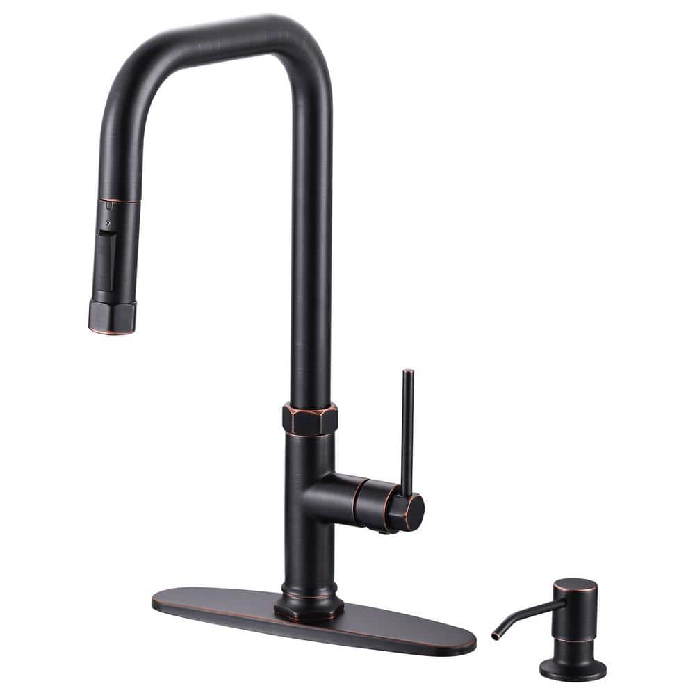 Brass Single Handle Pull Down Sprayer Kitchen Faucet with Soap Dispenser in Oil Rubbed Bronze price history on PriceWatchPro