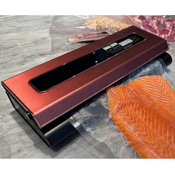Wudkey 6-in-1 Pink Food Vacuum Sealer with Cutter, 2 Bag Rolls and