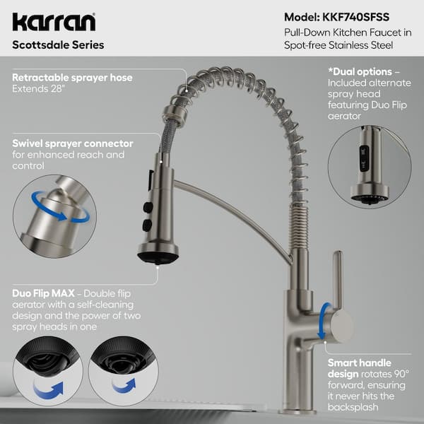 Scottsdale Single Handle Pull-Down Sprayer Kitchen Faucet in Spot Free Stainless Steel