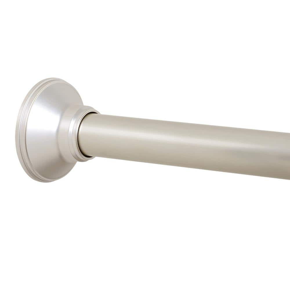 Swcorp AC-AZSR88BN 48-88 in. Anzzi Shower Curtain Rod with Shower Hooks in Brushed Nickel