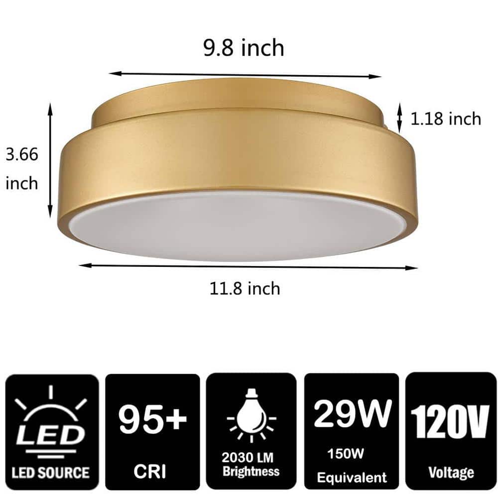 Modern Gold and White Round LED Flush Mount Ceiling Light