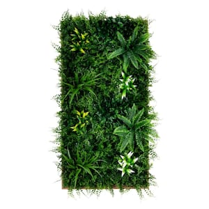 20 in. x 40 in UV Resistant Costa Rican Forest Artificial Living Wall Art Hedge Panel Dark Wood-Like Frame (In/Outdoor)