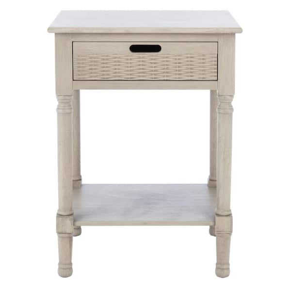 SAFAVIEH Landers 19 in. Beige Rectangle Wood Storage End Table