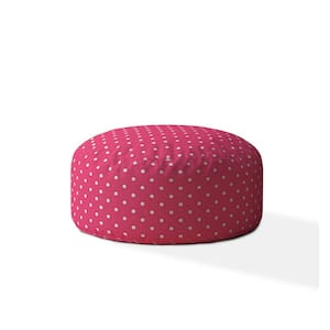 Pink Cotton Round Pouf 20 in. x 24 in. x 24 in. Ottoman