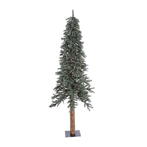 7 Foot Natural Bark Alpine Artificial Christmas Tree with LED Lights