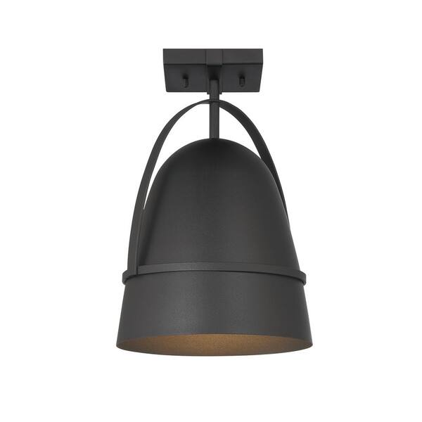 Designers Fountain - Rue 1-Light Black Outdoor Semi Flush Mount Ceiling Light with Dark Sky Metal Shade