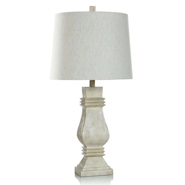 StyleCraft 30.25 in. Brushed Cream, Cream Task and Reading Table Lamp for Living Room with Yellow Cotton Shade
