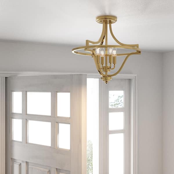 Quoizel Harvel 16 in. 4-Light Weathered Brass Semi-Flush Mount