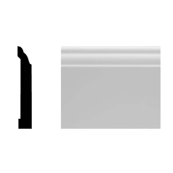 5523 7/16 in. x 3 1/4 in. x 96 in. Colonial Finished PVC White Baseboard Moulding (1-Piece − 8 Total Linear Feet)