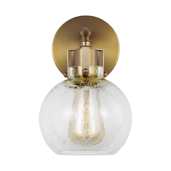 Generation Lighting Clara 6.25 in. Burnished Brass Sconce with Clear Seeded Glass Shade