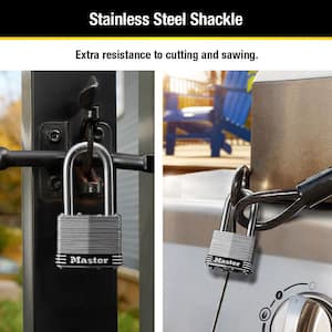 Stainless Steel Outdoor Padlock with Key, 1-3/4 in. Wide, 1-1/2 in. Shackle