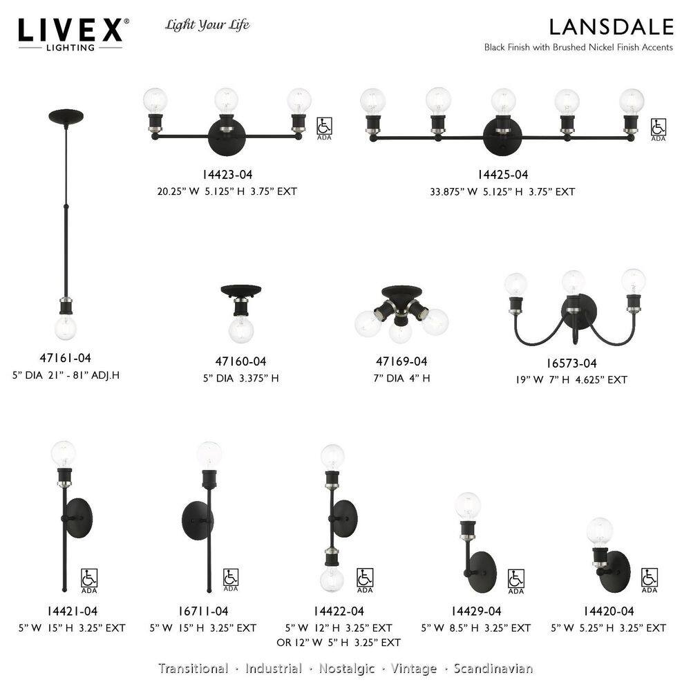 Lansdale Black and Brushed Nickel 1-Light Flush Mount