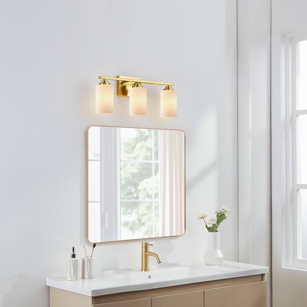 Gold Brass 3-Light Dimmable Outdoor Vanity Light