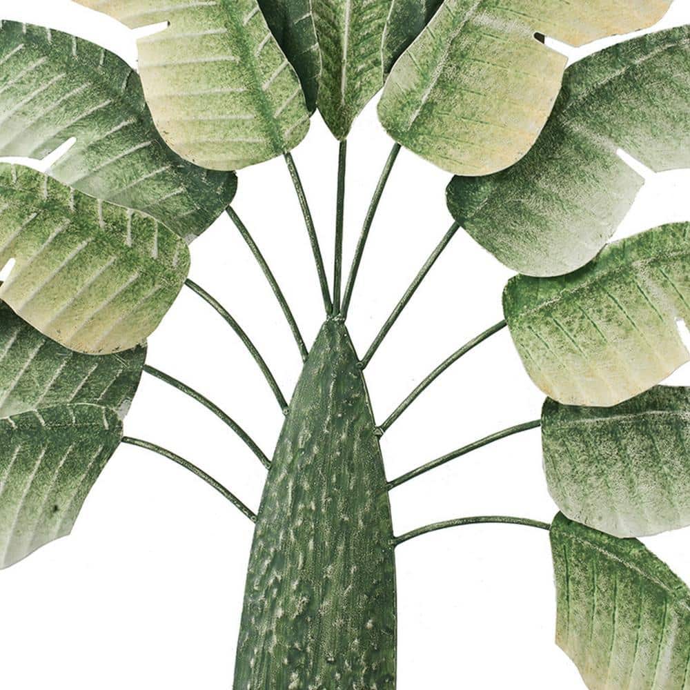 Green and White Metal Banana Leaf 3D Wall Sculpture