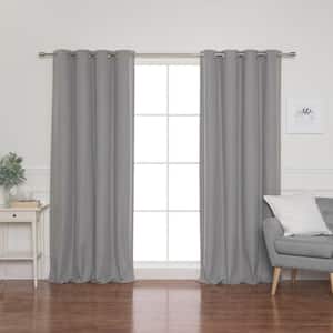 Grey Grommet Blackout Curtain - 52 in. W x 84 in. L (Set of 2)