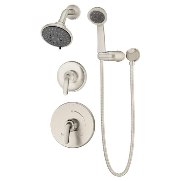 Symmons Elm 1-Handle 5-Spray Shower Trim Kit with 3-Spray Hand Shower in Satin Nickel (Valve Not Included)