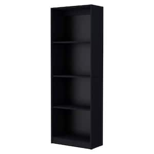 71.1 in. Tall Black Engineered Wood 5 Shelf Standard Bookcase with Doors