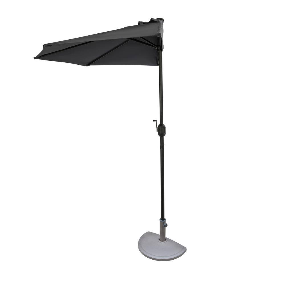 Lanai 9-Ft Slate Gray Half Patio Umbrella with Polyester Canopy