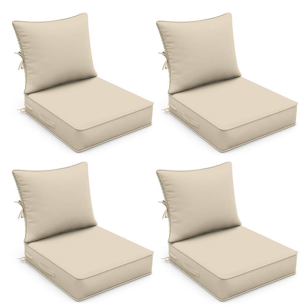 22 in. x 22 in. x 4 in. (4-Pack) Water-Resistant Outdoor Patio Furniture Replacement Deep Seat Cushions, Cream price history on PriceWatchPro