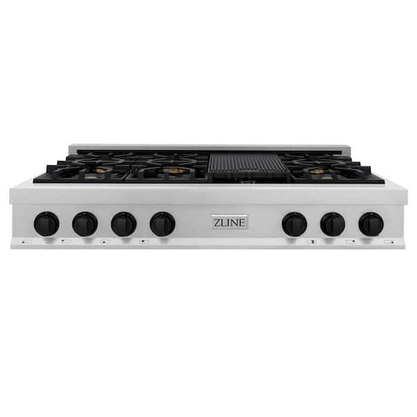 Autograph Edition 48 in. Legacy Rangetop with 7 Burners in Satin Stainless Steel with Matte Black Accents