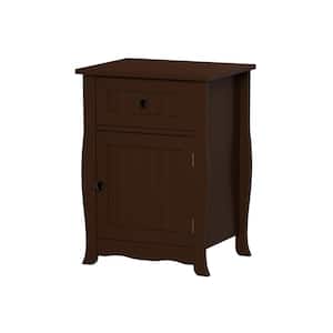 Dark Brown Traditional Style End Table with Drawer