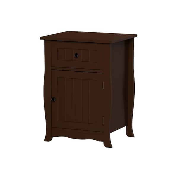 Lavish Home Dark Brown Traditional Style End Table with Drawer