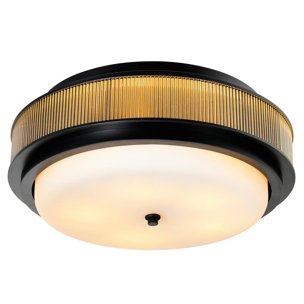 Valdivia Contemporary Black Glass 4-Light Flush Mount