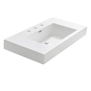 Vista 36 in. Drop-In Acrylic Bathroom Sink in White with Integrated Bowl