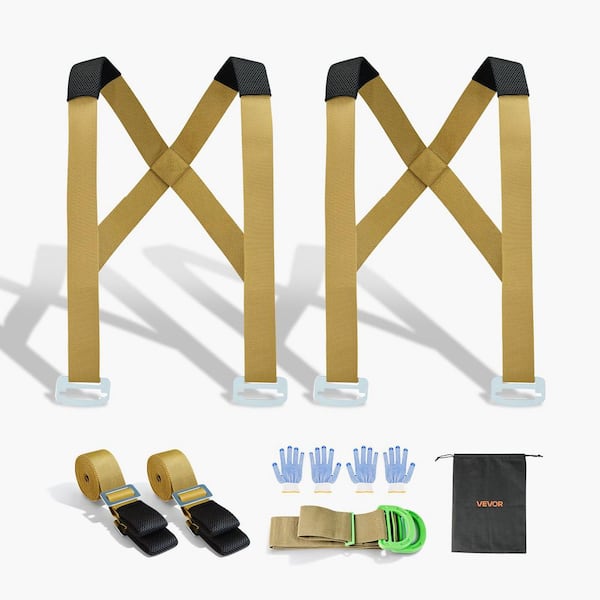 Moving Straps, 2-Person Lifting and Moving System with 2 Harness Straps, 2 Load-Bearing Straps and 1 Handheld Strap