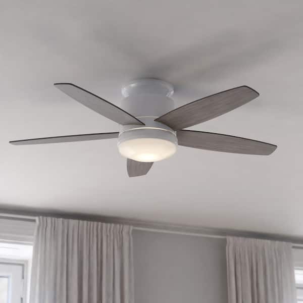 Armon 44 in. Indoor White Flush Mount 44-in. Ceiling Fan with LED Light Kit and Remote