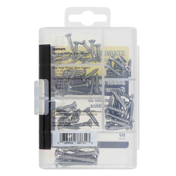 Hillman Stainless Steel Sheet Metal Screw Assorted Kit (65-Pack