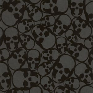 Black Paper Non-Pasted Wallpaper Roll (Covers 56 Sq. Ft.)