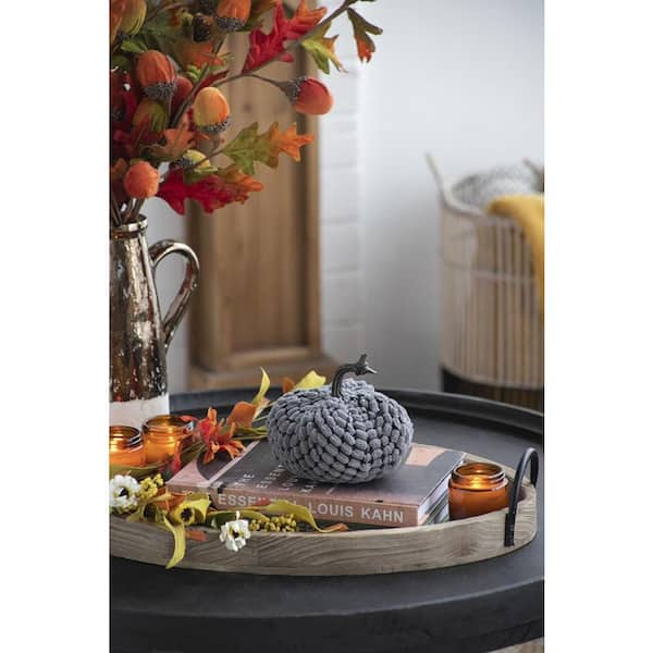 Gray Pattern 5.2 x 5.2 x 6 in. H Fabric Weighted Pumpkin, (Set of 3)