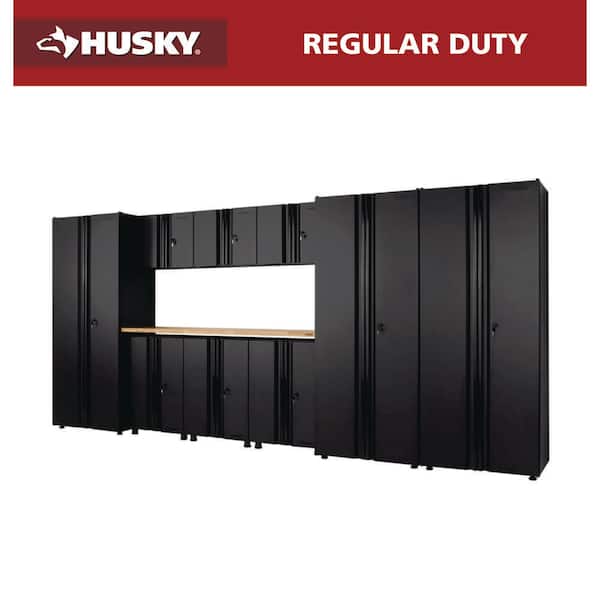 Husky 10-Piece Regular Duty Welded Steel Garage Storage System in Black (163.5 in. W x 75 in. H x 19.6 in. D)