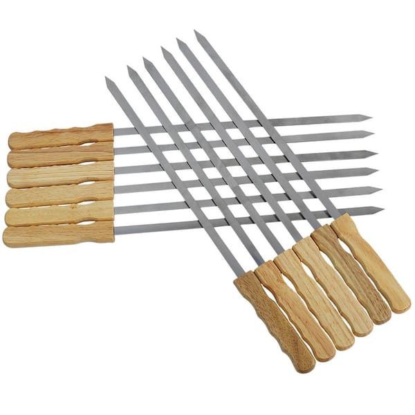 Blue Donuts 17 inch Brazilian BBQ Skewers Set of 12, Used for Barbecuing Meat, Stainless Steel