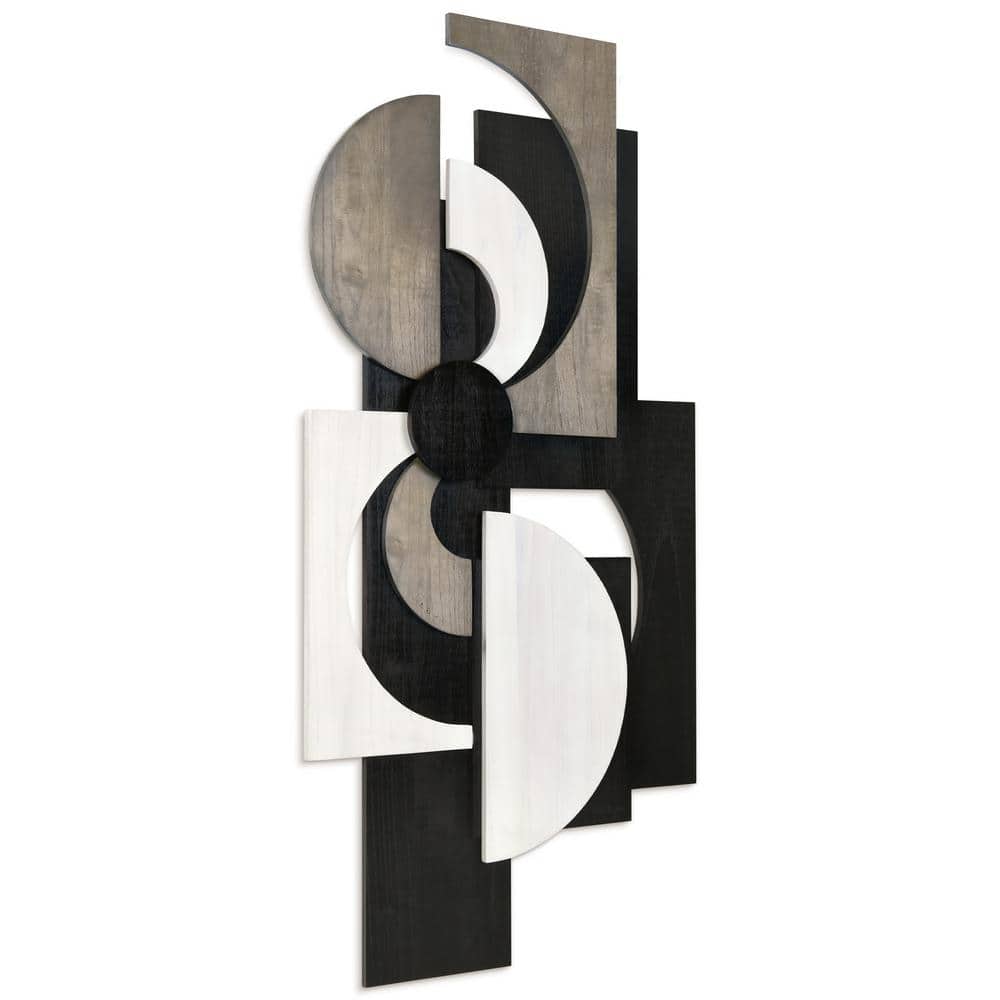 Luminus Dusk 48" x 24" Black and Gray Solid Wood Abstract Wall Art