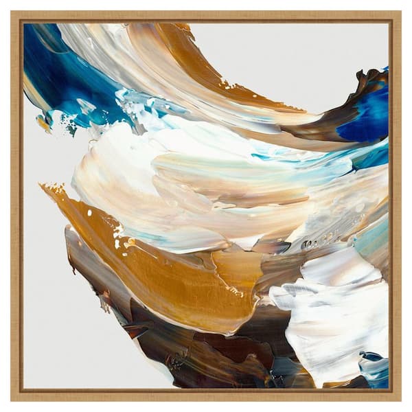 Amanti Art Crashing Blue by Jacob q 22 in. W x 22 in. H. Canvas Wall Art Print Framed in Brown