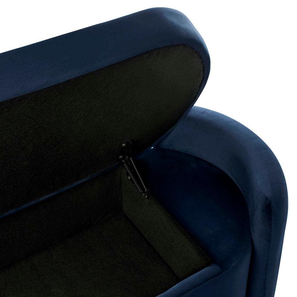 Nebula Midnight Blue Velvet 62" Upholstered Storage Bench