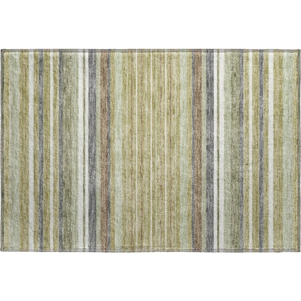 Mayfield Premium Machine Washable Abstract AMF2330 Aloe 3 ft. x 4 ft. Area Rug