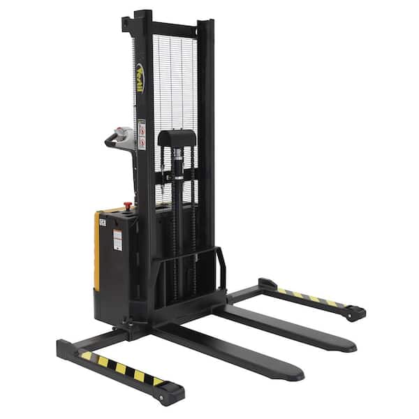 Vestil 2000 lb. Capacity 62 in. H Stacker with Powered Drive and Powered Lift with Fixed Forks Over Adjustable Support Legs