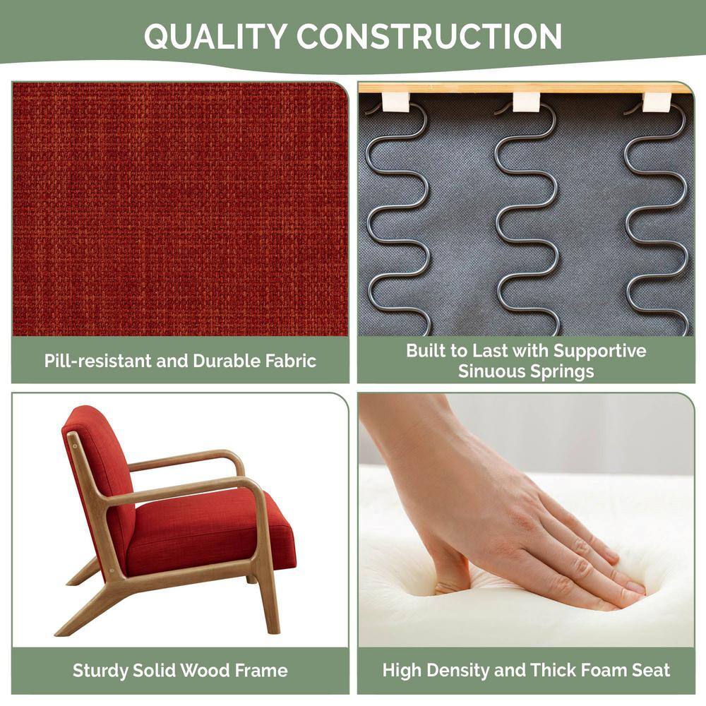 Novak Mid-Century Lounge Chair in Spice with Elm Wood Finish