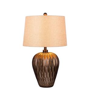 29.5 in. Brown Resin Table Lamp with Paper Lantern Fold Effect