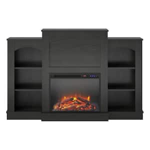 Elk Grove 61.02 in. Freestanding Electric Fireplace with Bookshelves in Black Oak